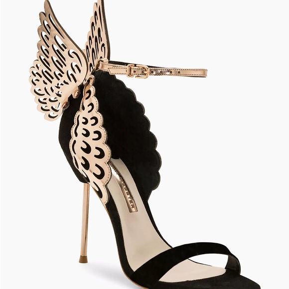 Sophia Webster Shoes - Sophia Webster Black and Gold Angel Wing Heels